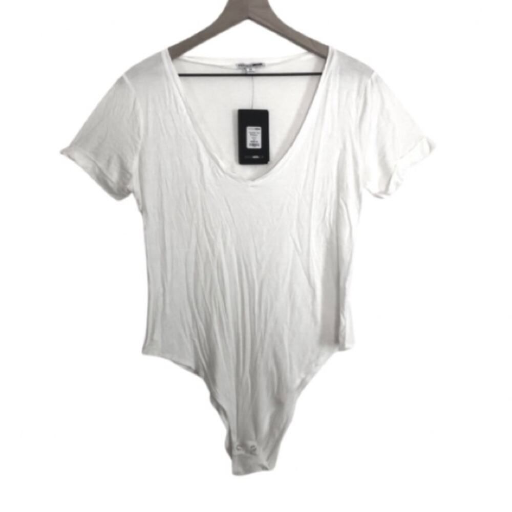 NWT Fashion Nova Favorite Tee Bodysuit Ivory White Short Sleeve T-Shirt Top